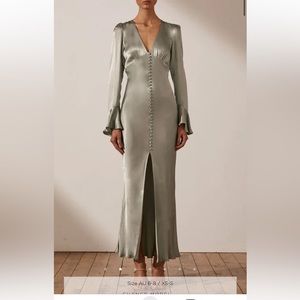 Sage green la lune cuff bias midi dress sage SHONA JOY